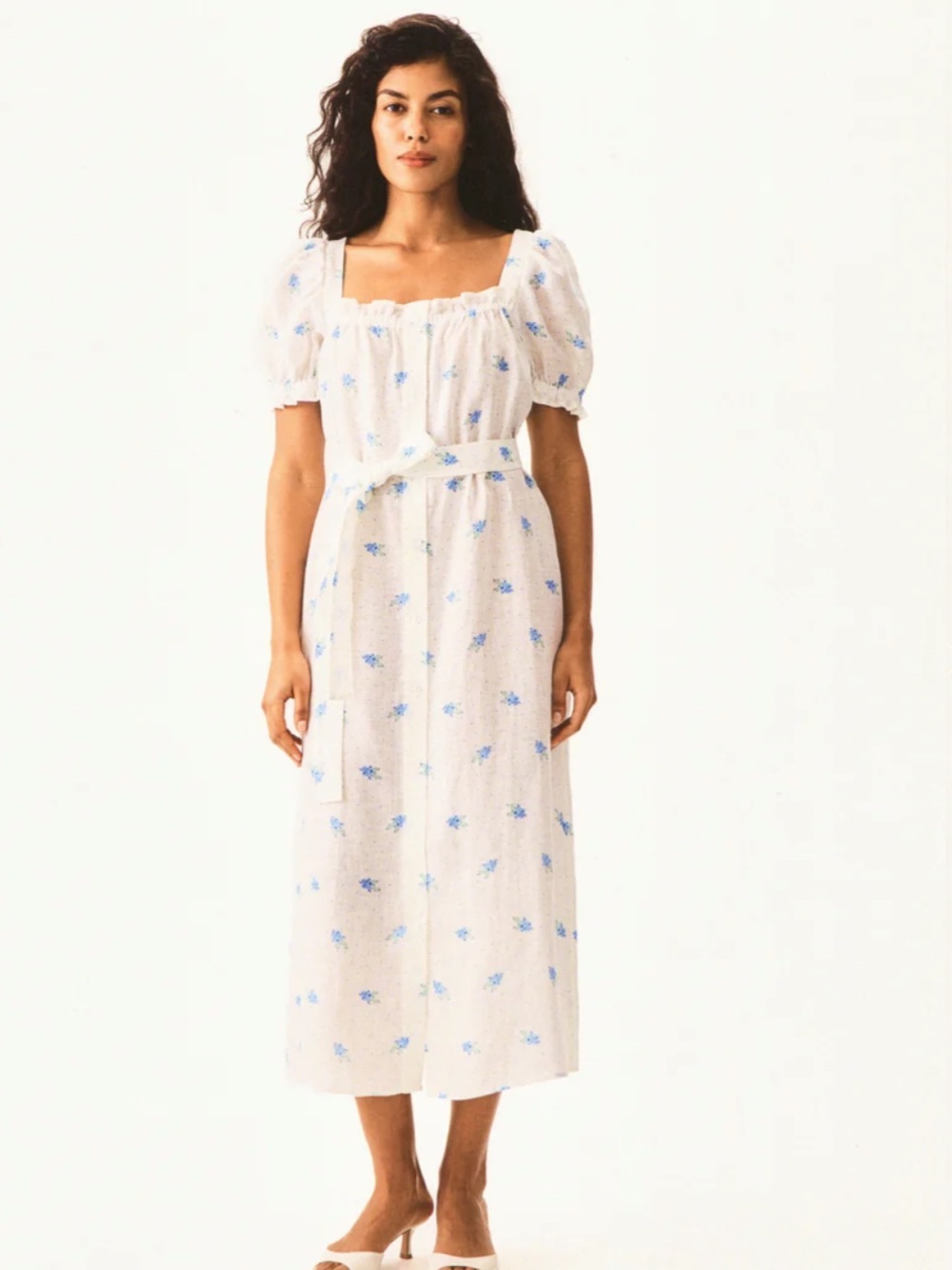 Sleeper Brigitte Linen Midi Dress in Linum